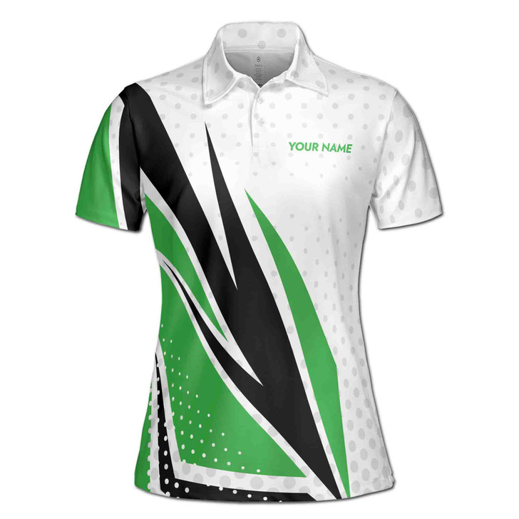 Custom Team Name Golf Can't Buy Happiness White Green Women's Polo Shirt S-5XL