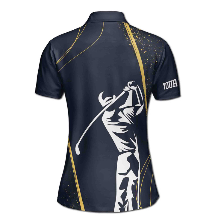 Custom Name Golf Player Black Women's Polo Shirt S-5XL