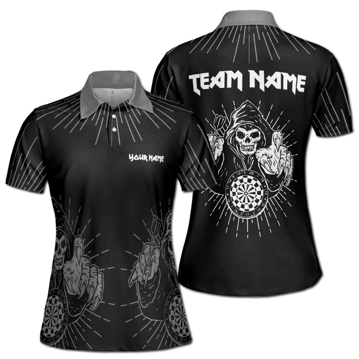 Custom Team Name Darts Throw of Death Black White Women's Polo Shirt S-5X