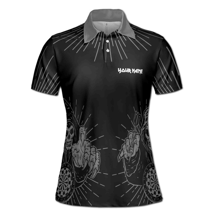 Custom Team Name Darts Throw of Death Black White Women's Polo Shirt S-5X