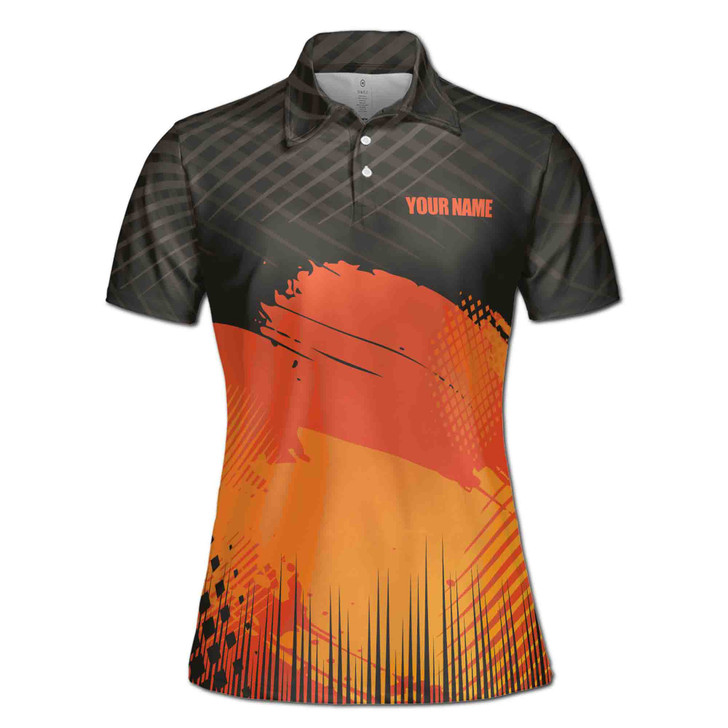Custom Team Name Darts Flaming Black Orange Women's Polo Shirt S-5X, For Friend