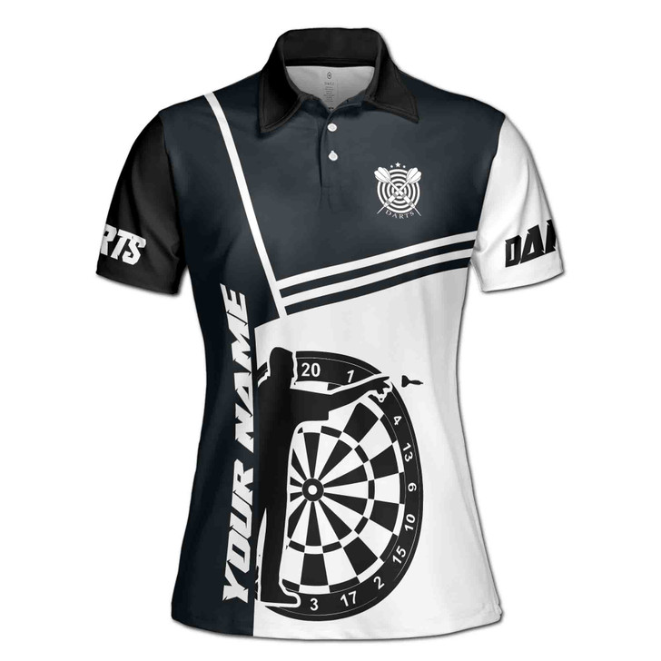 Custom Team Name Darts Player Black White Women's Polo Shirt S-5X, For Friend