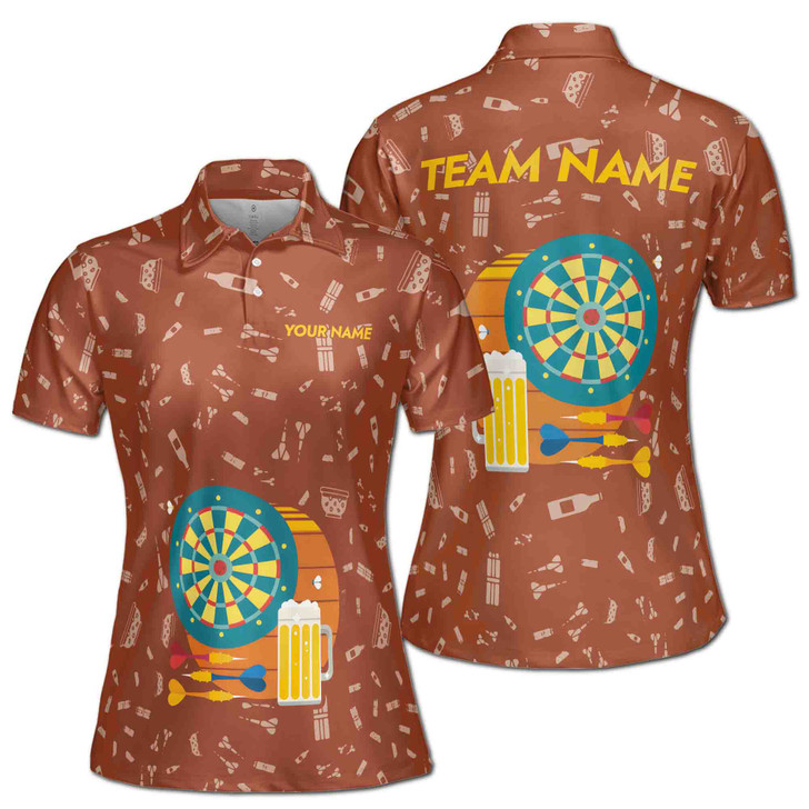 Custom Team Name Darts Beer Pattern Red Women's Polo Shirt S-5X, For Friend
