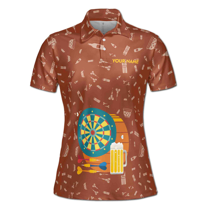 Custom Team Name Darts Beer Pattern Red Women's Polo Shirt S-5X, For Friend