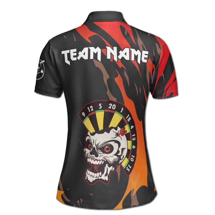 Custom Team Name Darts Board Skull Black Red Women's Polo Shirt S-5X, For Friend
