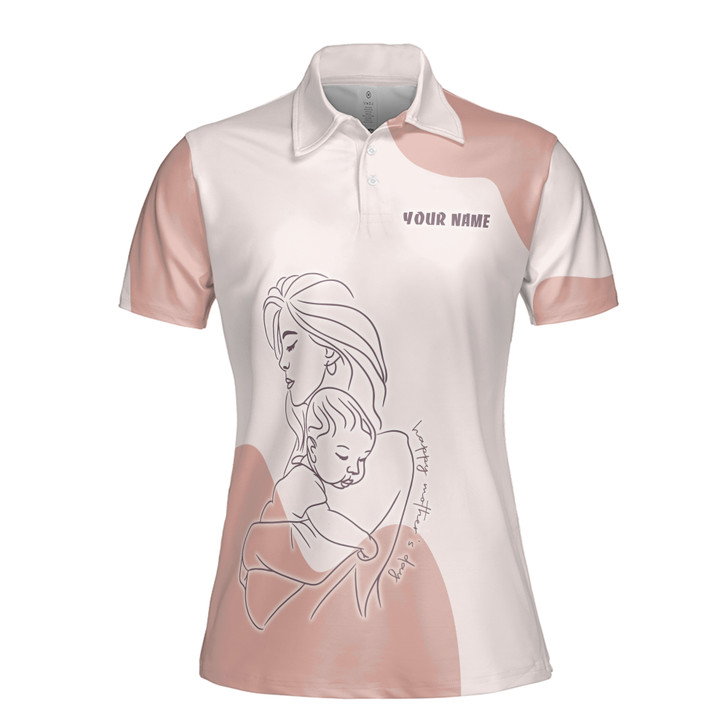 Custom Name Pregnant Mom And Baby PinkWomen's Polo Shirt S-5XL
