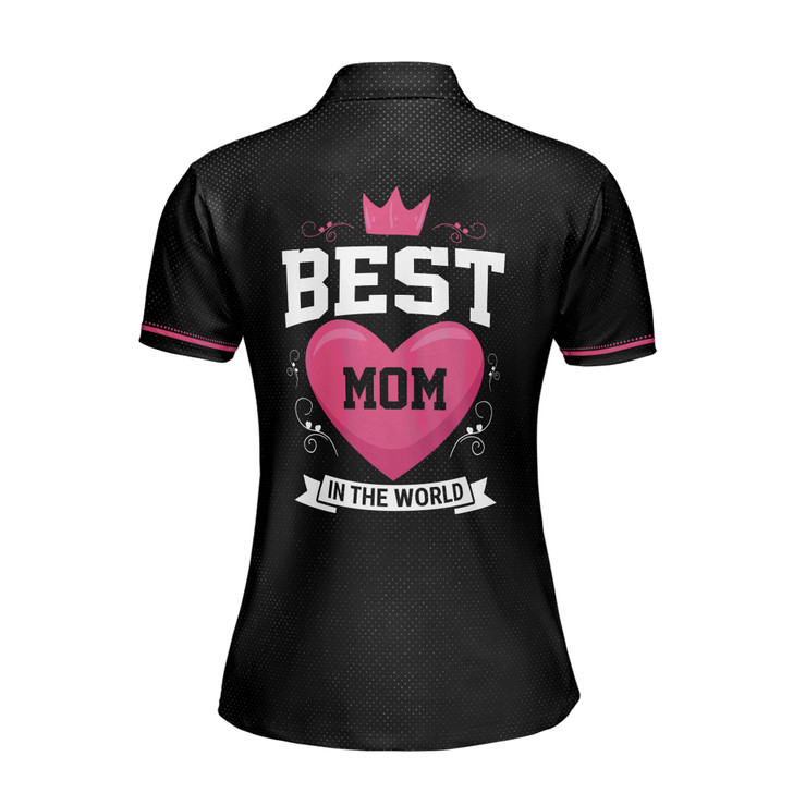 Custom Name Best Mom In The World Mother Baby Black Women's Polo Shirt S-5XL