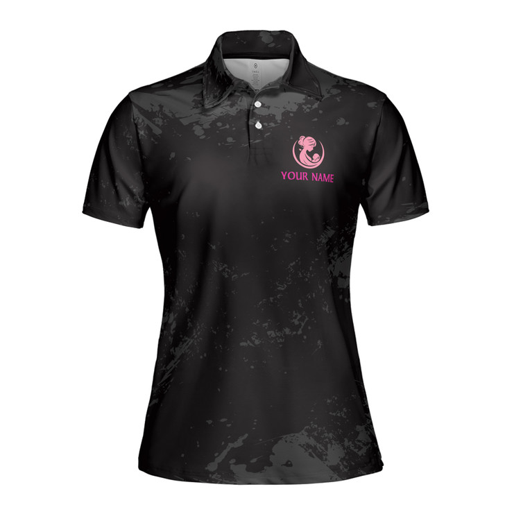 Custom Name Mom Life Best Life Pink Black Women's Polo Shirt S-5XL