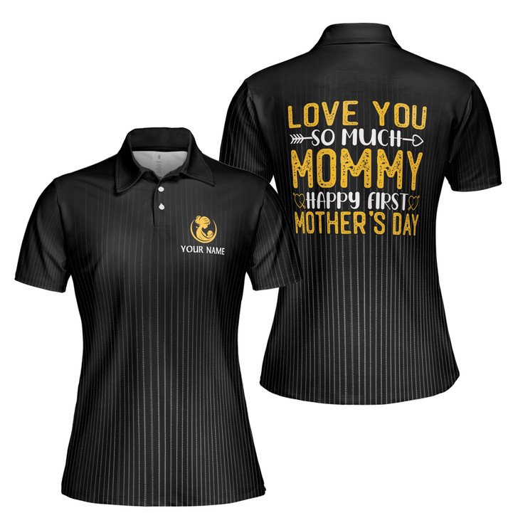Custom Name Mom Love You So Much Black Women's Polo Shirt S-5XL