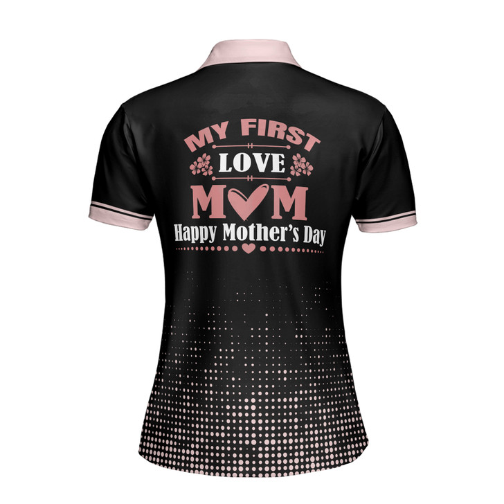 Custom Name Mom My First Love Pink Black Floral Women's Polo Shirt S-5XL
