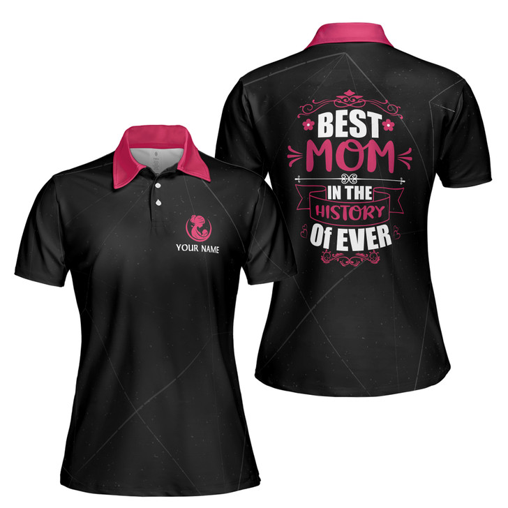 Custom Name Mom Best In The History Of Ever Black Women's Polo Shirt S-5XL