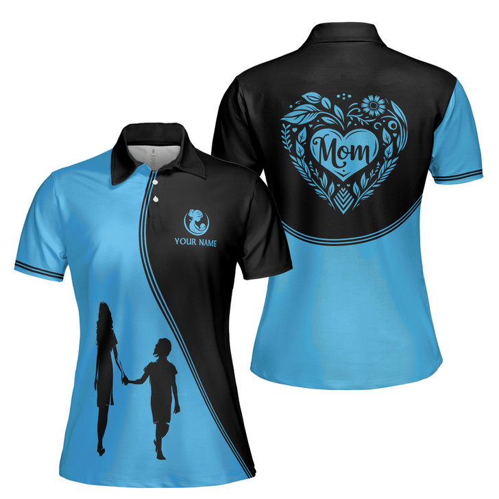 Custom Name Mother Daughter Blue Black Women's Polo Shirt S-5XL