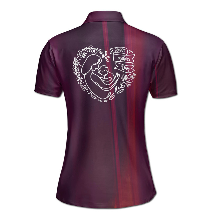 Custom Name Happy Mom Baby Branches Purple Women's Polo Shirt S-5XL, For Mom
