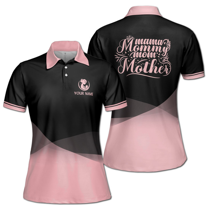 Custom Name Mama Mommy Mom Mother Black Pink Women's Polo Shirt S-5XL, For Mom
