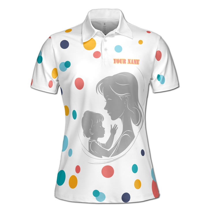 Custom Name For The Best Mother Dots Pattern White Women's Polo Shirt S-5XL