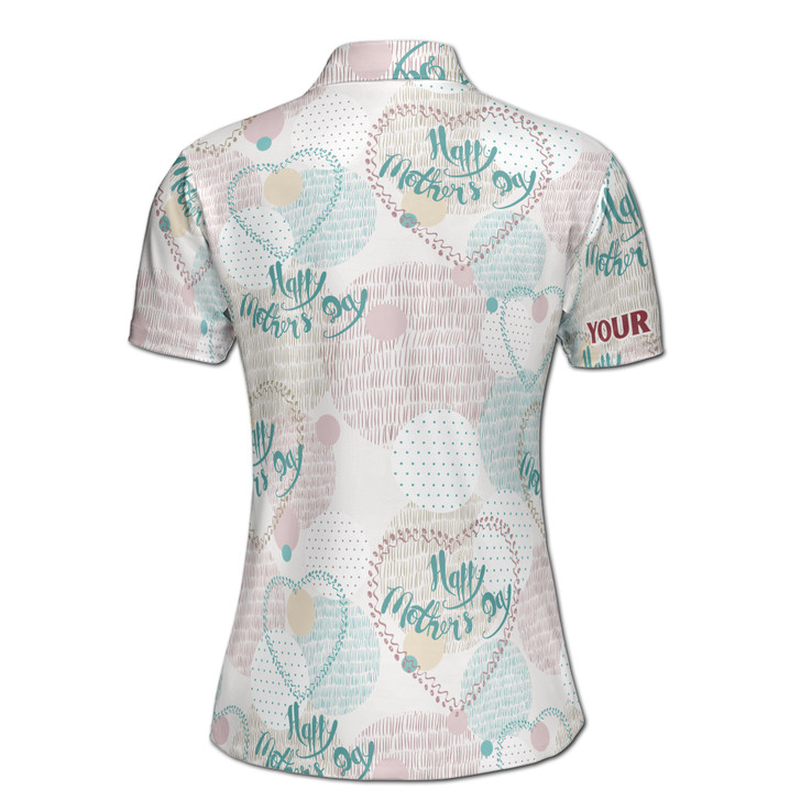 Custom Name Happy Mom Grasses Dots White Colorful Women's Polo Shirt S-5XL