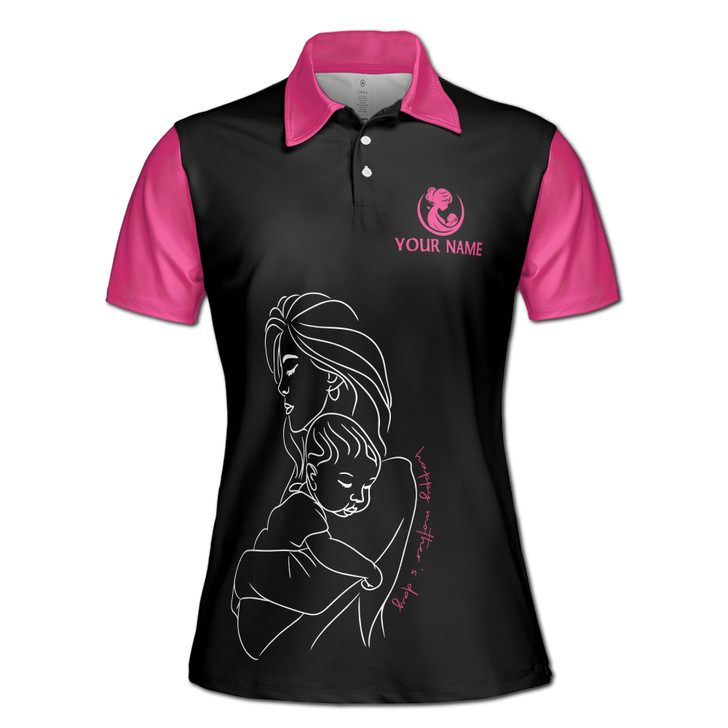 Custom Name Best Mom In The Galaxy Arrows Black Pink Women's Polo Shirt S-5XL