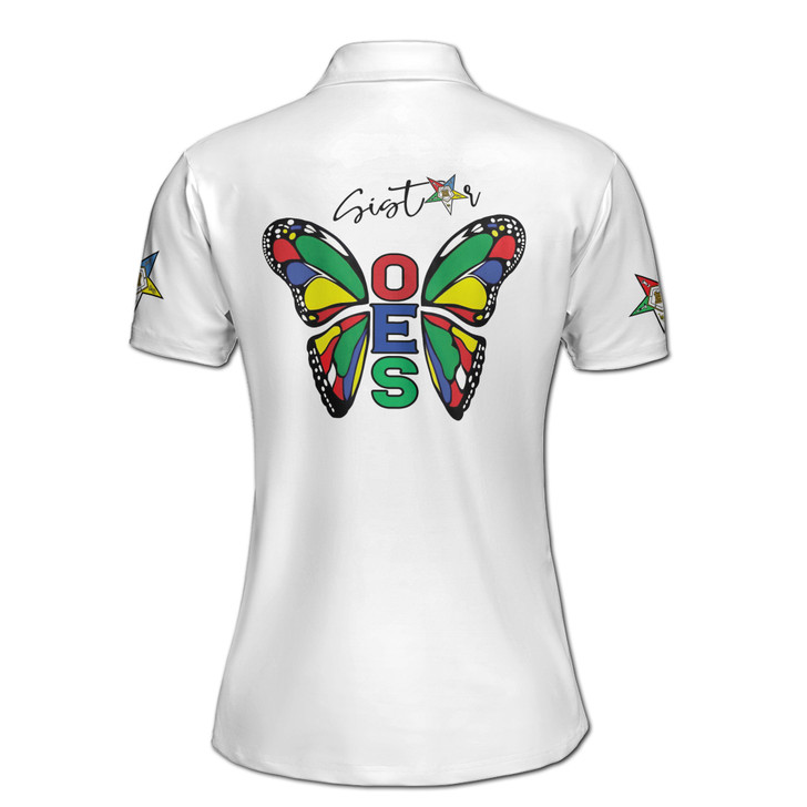 Custom Name OES Pentagon Down Sistar Butterfly White Women's Polo Shirt S-5XL
