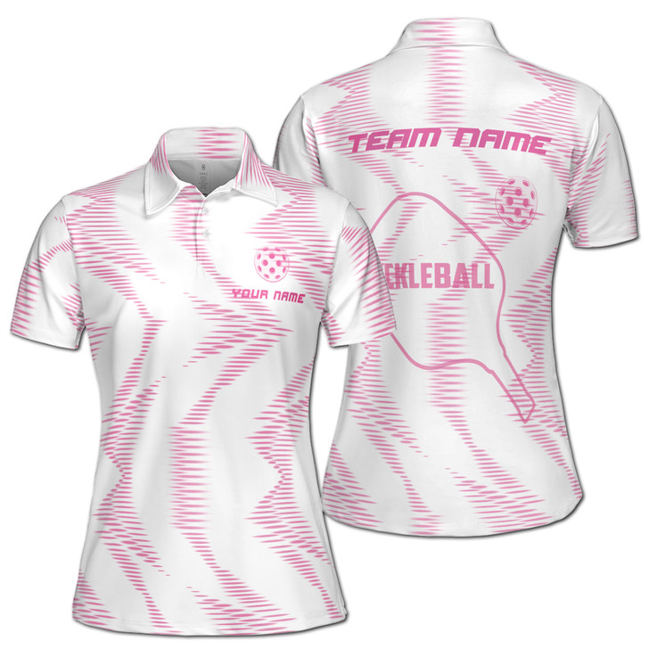 Custom Name Pickleball Paddle Geometric Pattern Women's Polo Shirt S-5XL