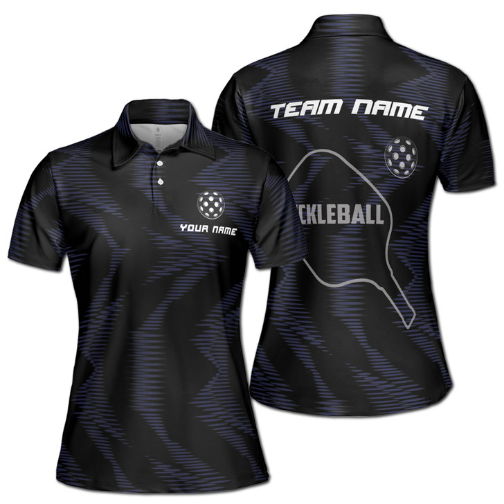 Custom Name Pickleball Paddle Geometric Pattern Women's Polo Shirt S-5XL