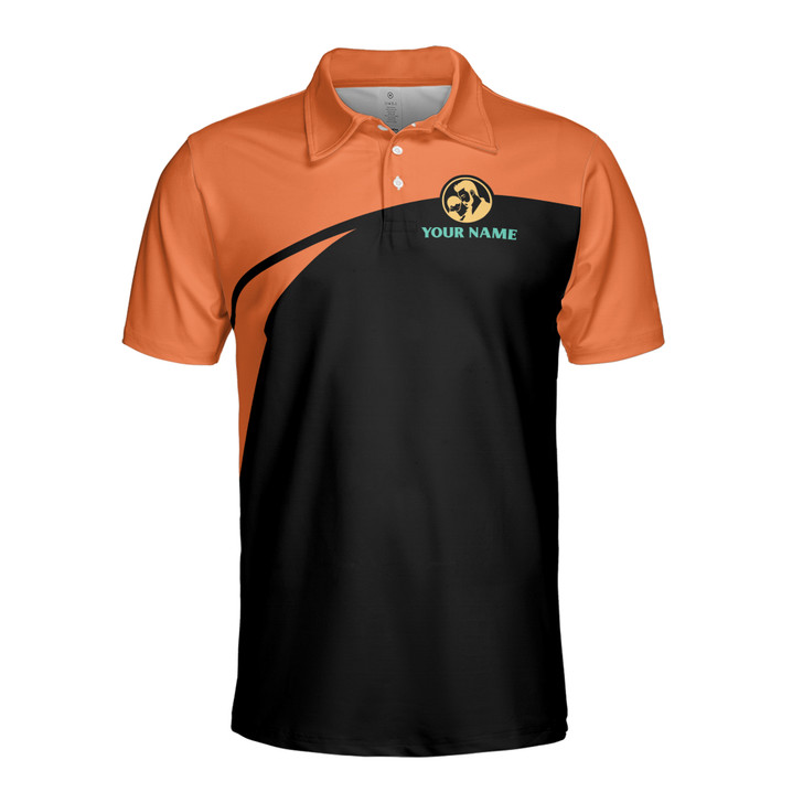 Custom Name Dad Child Tropical Black Orange 3D Men's Polo Shirt S-5XL