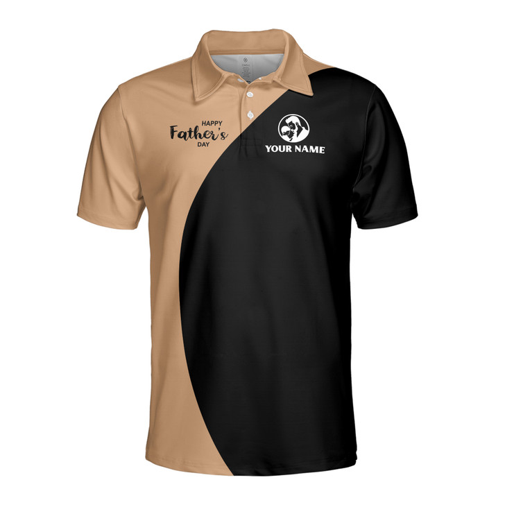 Custom Name First Hero First Dad Black Beige 3D Men's Polo Shirt S-5XL