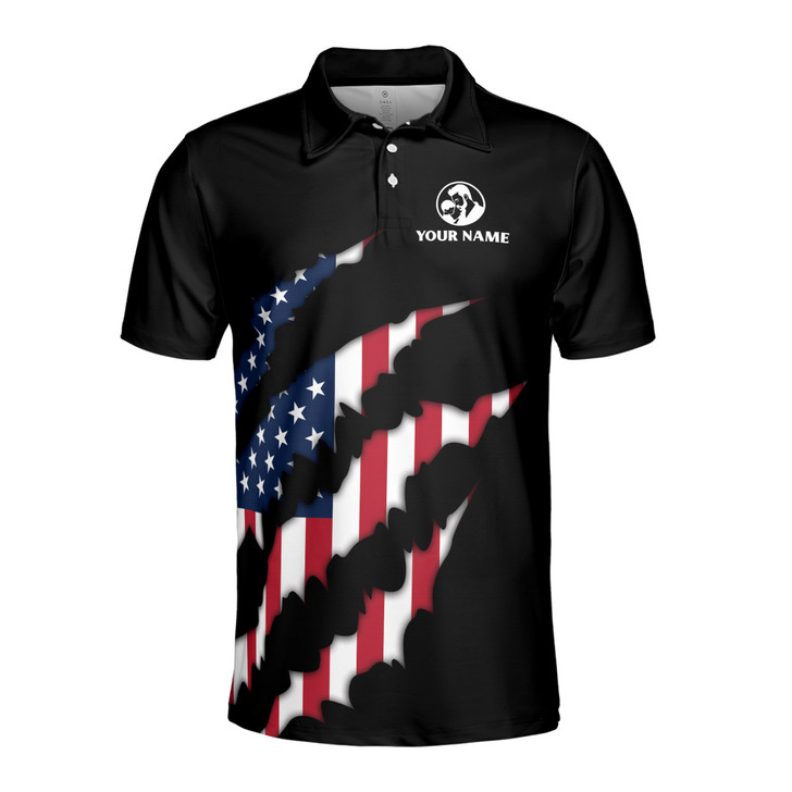 Custom Name USA World's Best Dad Black 3D Men's Polo Shirt S-5XL