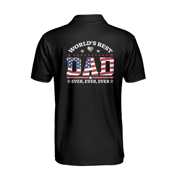 Custom Name USA World's Best Dad Black 3D Men's Polo Shirt S-5XL