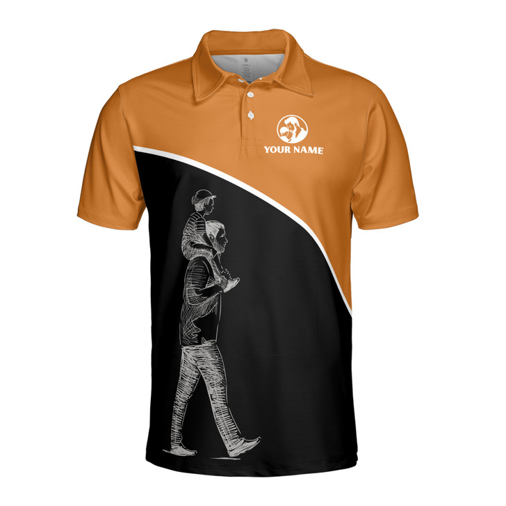 Custom Name Dad Child Best In The Galaxy Black Orange 3D Men's Polo Shirt S-5XL