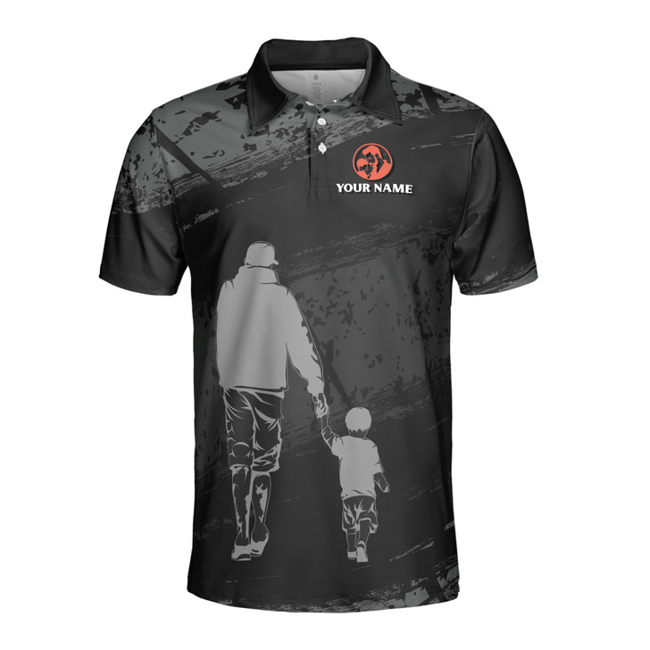 Custom Name First As A Dad Black Gray 3D Men's Polo Shirt S-5XL