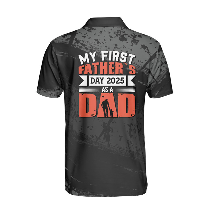 Custom Name First As A Dad Black Gray 3D Men's Polo Shirt S-5XL