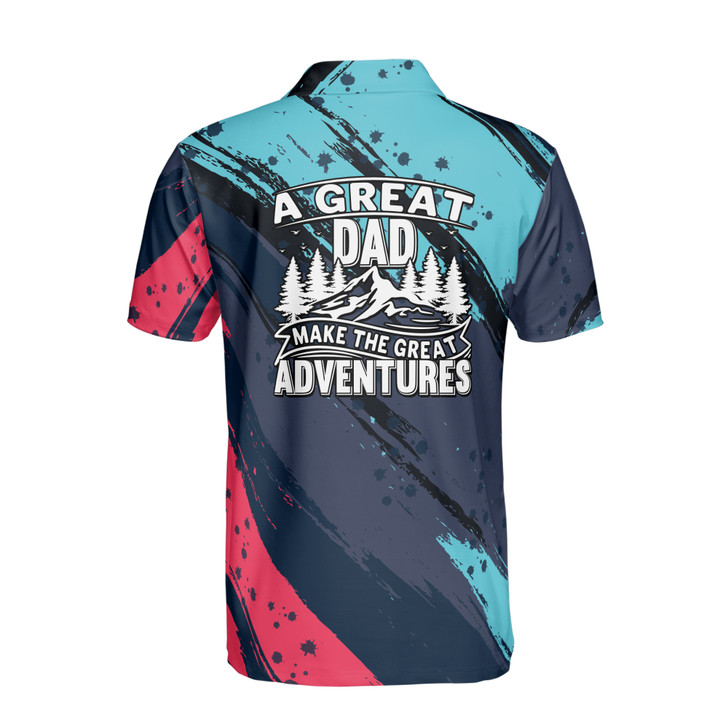 Custom Name Great Dad Adventure Splashes Dark Blue 3D Men's Polo Shirt S-5XL