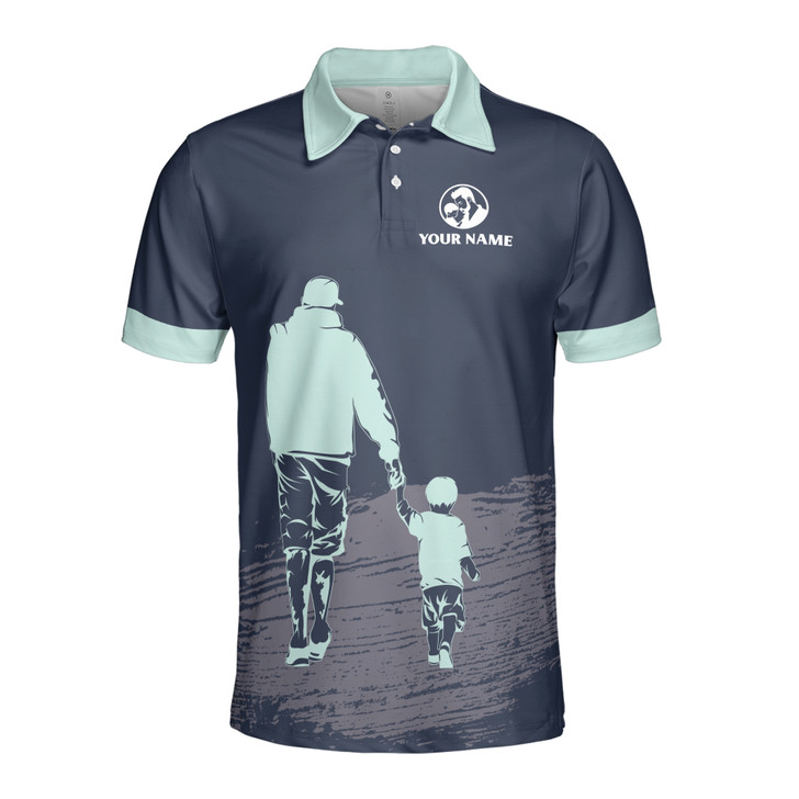 Custom Name Dad My First Dark Blue 3D Men's Polo Shirt S-5XL