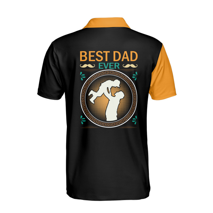 Custom Name Best Dad Ever Black Yellow 3D Men's Polo Shirt S-5XL