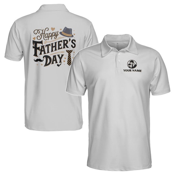 Custom Name Happy Dad Accessories White 3D Men's Polo Shirt S-5XL