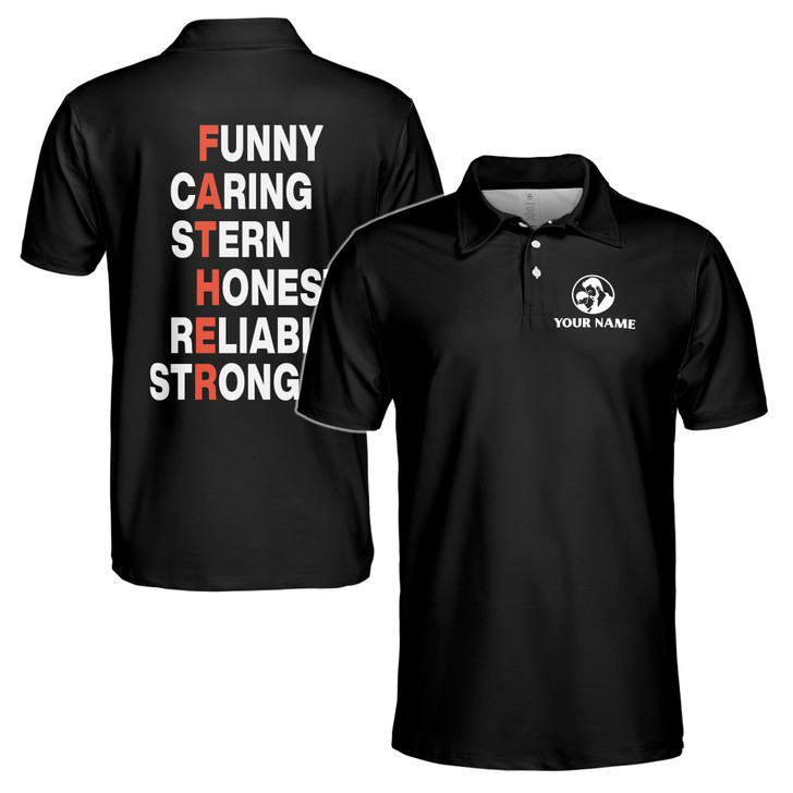 Custom Name Father Adjectives Black White 3D Men's Polo Shirt S-5XL