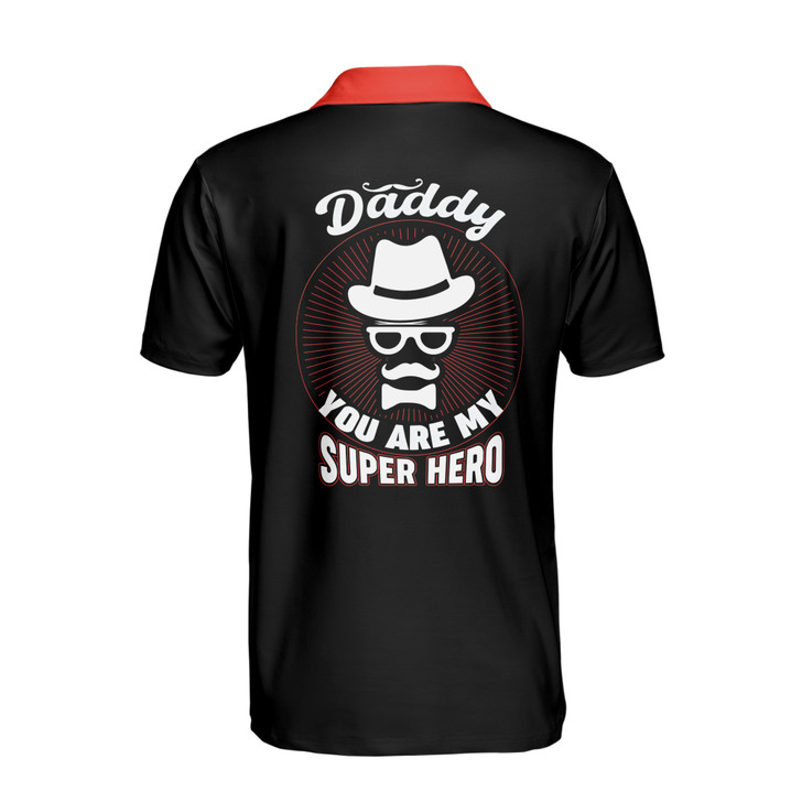 Custom Name Dad My Superhero Black 3D Men's Polo Shirt S-5XL