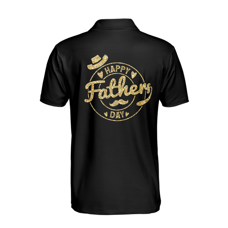 Custom Name Happy Dad Fedora Mustache Heart Black 3D Men's Polo Shirt S-5XL