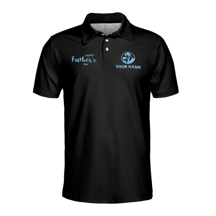 Custom Name Dad Children Landscape Silhouette Black 3D Men's Polo Shirt S-5XL