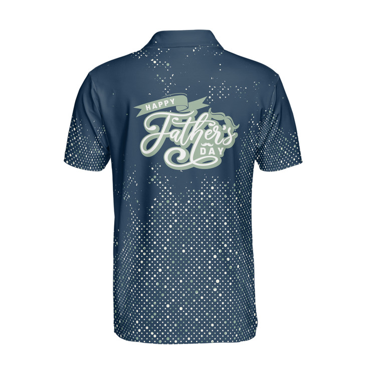 Custom Name Happy Dad Child Dots Pattern Dark Blue 3D Men's Polo Shirt S-5XL