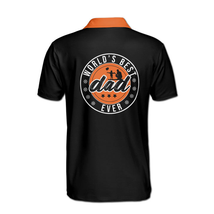 Custom Name World's Best Dad Black Orange 3D Men's Polo Shirt S-5XL