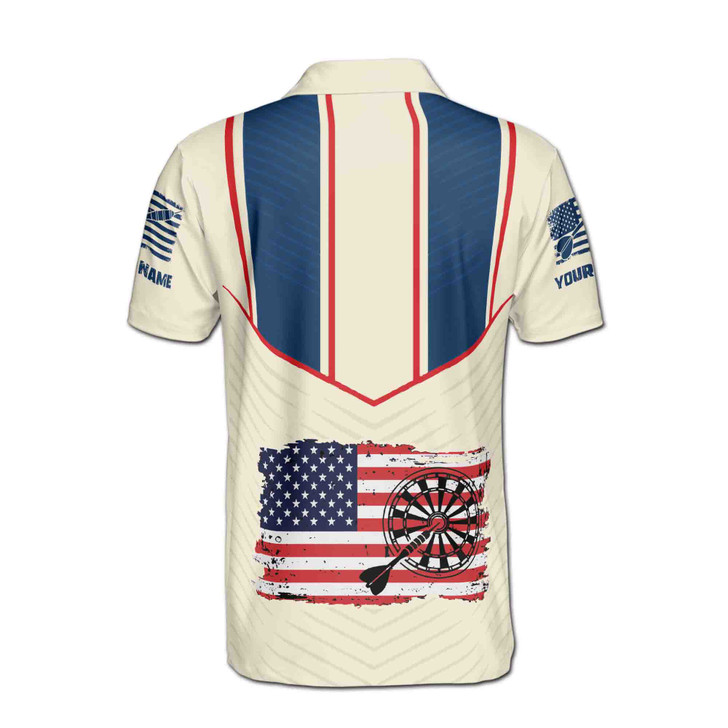 Custom Name Darts Board USA Flag Cream 3D Men's Polo Shirt S-5XL, For Friend