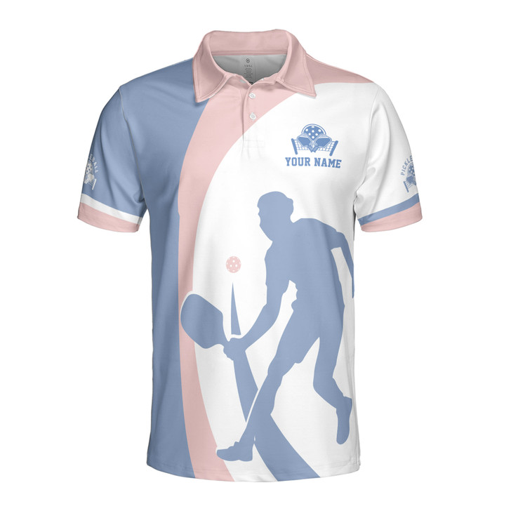 Custom Name Pickleball Player White Blue 3D Men's Polo Shirt S-5XL, For Friend