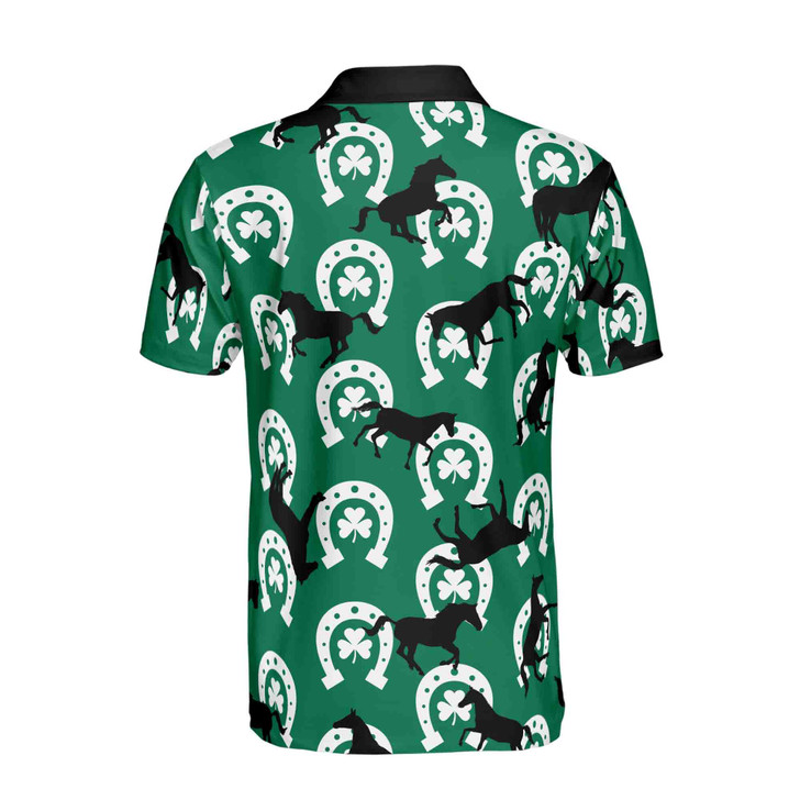 Horse Shamrock Horse Shoes Pattern Men's Polo Shirt S-5XL