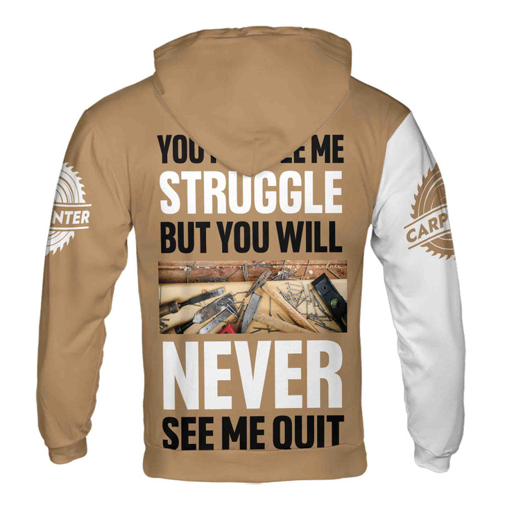 Custom Name Carpenter Woodworker Tools White Brown Hoodie S-5XL