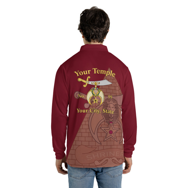 Custom Name Temple Shriners Noble Ancient Long Sleeve Polo Shirt S-5XL