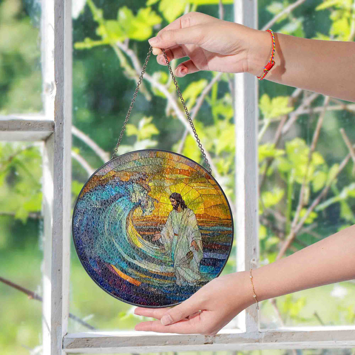 Jesus’s Miracle, Stained Glass Suncatcher for Faith