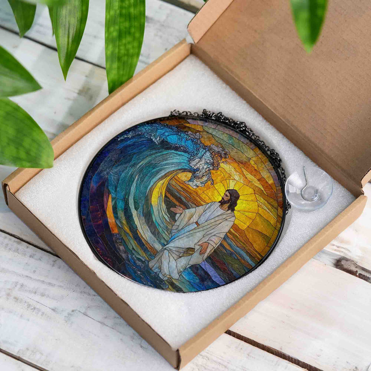 Jesus’s Miracle, Stained Glass Suncatcher for Faith