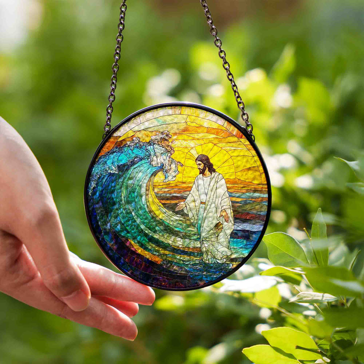 Jesus’s Miracle, Stained Glass Suncatcher for Faith