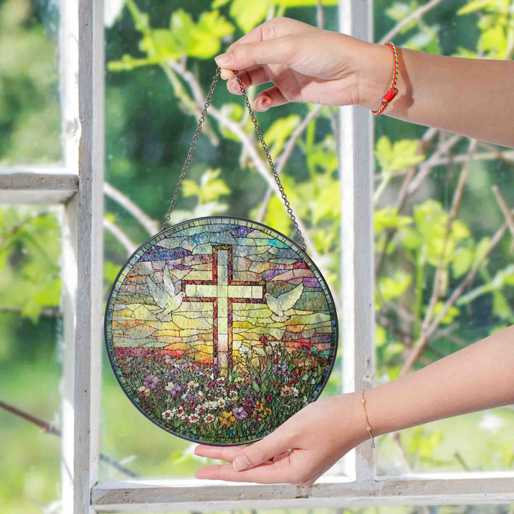 With Jesus I Shine Stained Glass Suncatcher